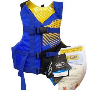 NEW Stohlquist FIT Youth (50-90 Lbs) High Mobility PFD Life Jacket Vest Blue